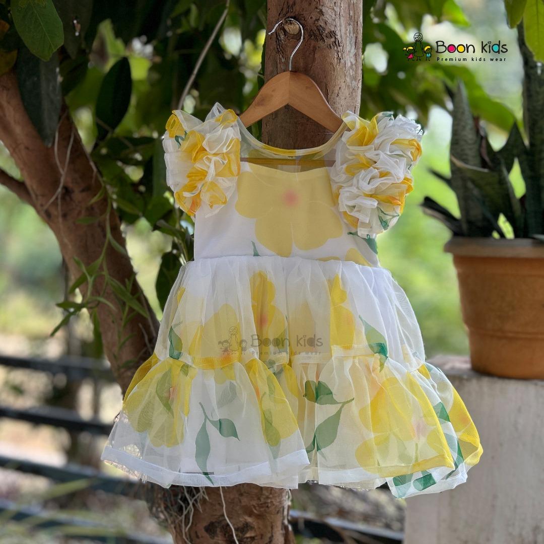 MC053 Pre Order Girls Printed Organza Frock Boon Kids